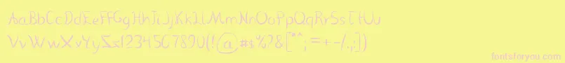 VanloseHandwritten-fontti – vaaleanpunaiset fontit keltaisella taustalla