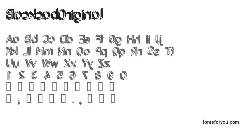 A fonte BackcabOriginal – alfabeto, números, caracteres especiais