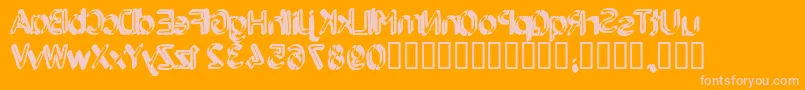 BackcabOriginal-fontti – vaaleanpunaiset fontit oranssilla taustalla