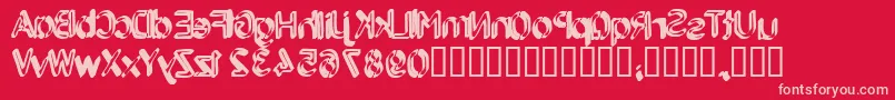 Fonte BackcabOriginal – fontes rosa em um fundo vermelho