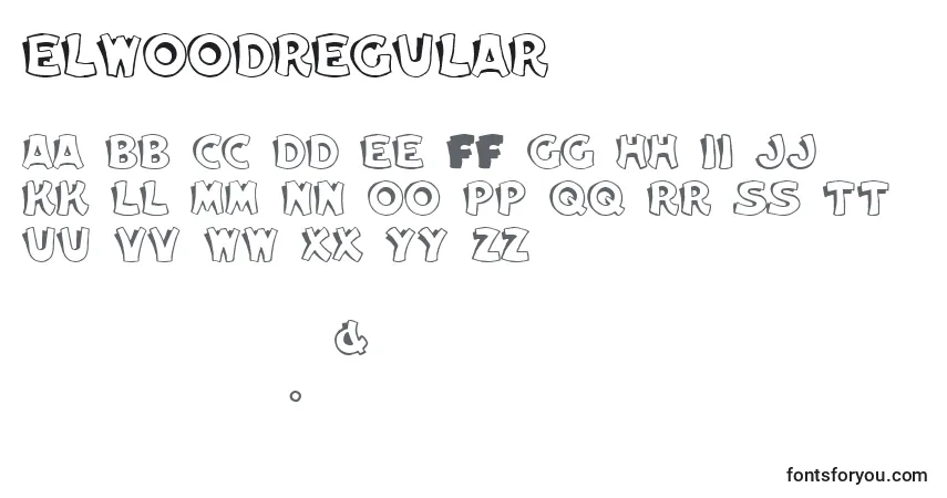 A fonte ElwoodRegular – alfabeto, números, caracteres especiais