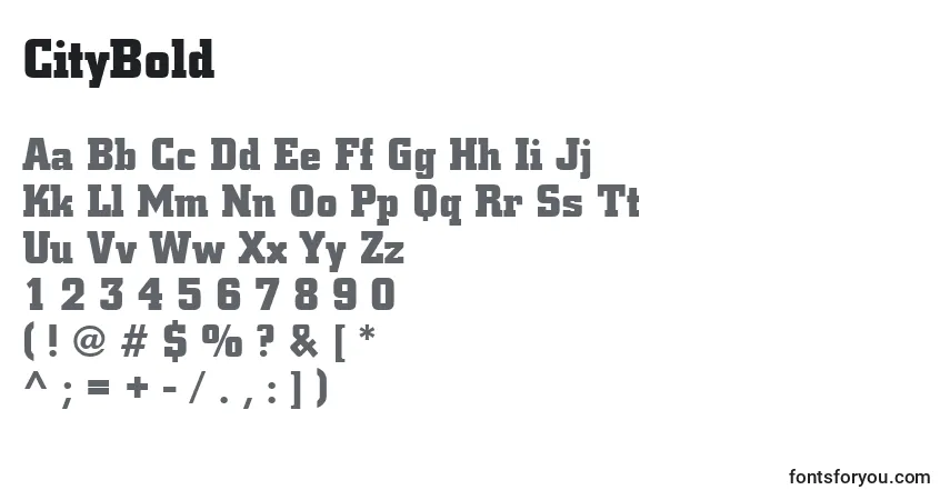 Шрифт CityBold – алфавит, цифры, специальные символы