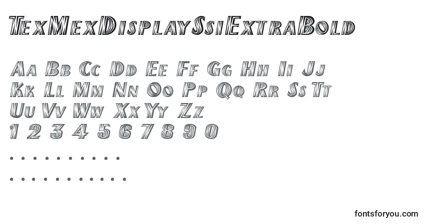 A fonte TexMexDisplaySsiExtraBold – alfabeto, números, caracteres especiais