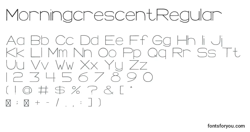 Schriftart MorningcrescentRegular – Alphabet, Zahlen, spezielle Symbole