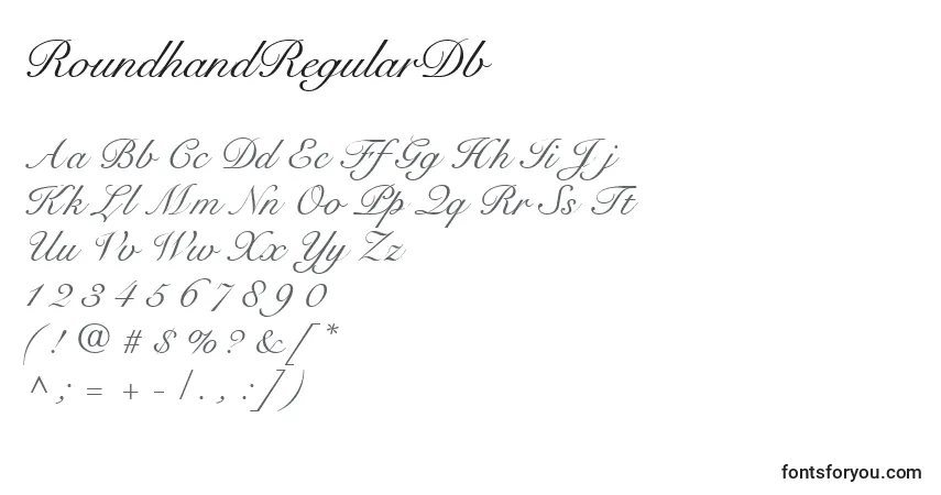 Fuente RoundhandRegularDb - alfabeto, números, caracteres especiales