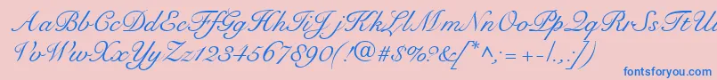 RoundhandRegularDb-fontti – siniset fontit vaaleanpunaisella taustalla