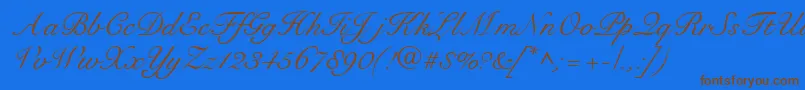 RoundhandRegularDb Font – Brown Fonts on Blue Background