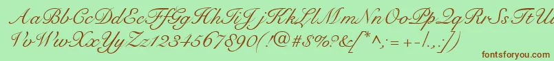 RoundhandRegularDb Font – Brown Fonts on Green Background