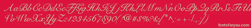 フォントRoundhandRegularDb – 赤い背景に緑の文字