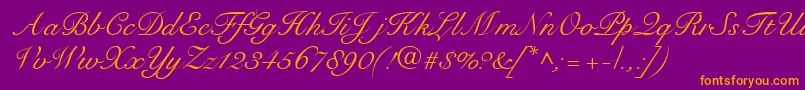 RoundhandRegularDb Font – Orange Fonts on Purple Background