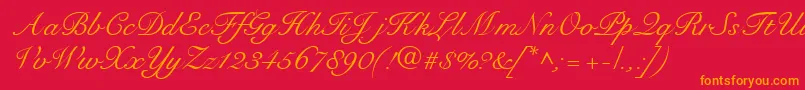 RoundhandRegularDb Font – Orange Fonts on Red Background