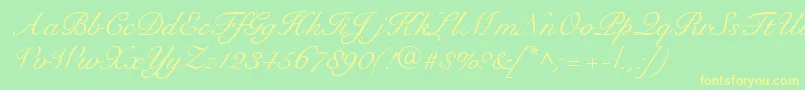 RoundhandRegularDb Font – Yellow Fonts on Green Background