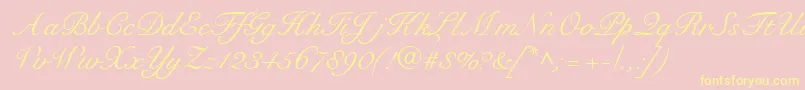 RoundhandRegularDb Font – Yellow Fonts on Pink Background