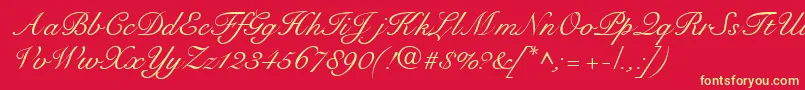 RoundhandRegularDb Font – Yellow Fonts on Red Background
