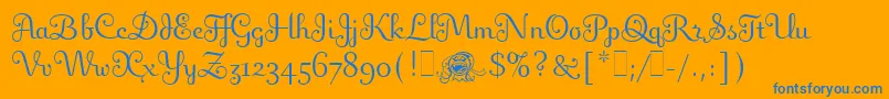 フォントFlingLetPlain.1.0 – オレンジの背景に青い文字