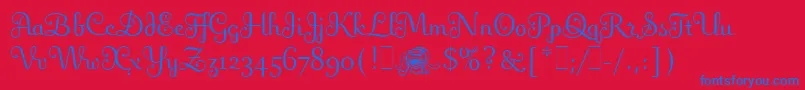 FlingLetPlain.1.0-Schriftart – Blaue Schriften auf rotem Hintergrund