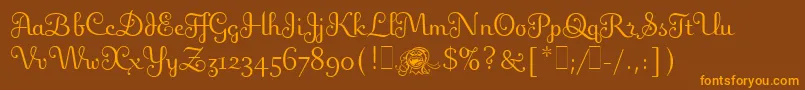 FlingLetPlain.1.0 Font – Orange Fonts on Brown Background