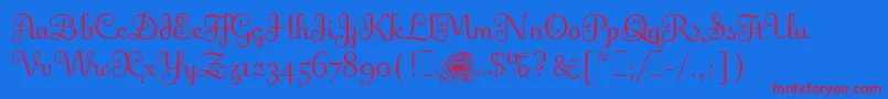 FlingLetPlain.1.0 Font – Red Fonts on Blue Background