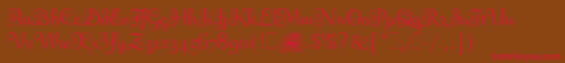 フォントFlingLetPlain.1.0 – 赤い文字が茶色の背景にあります。