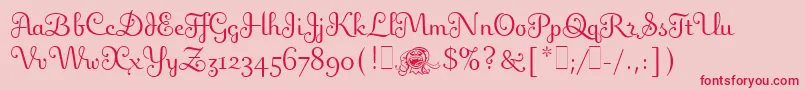 フォントFlingLetPlain.1.0 – ピンクの背景に赤い文字