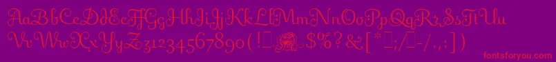 FlingLetPlain.1.0-Schriftart – Rote Schriften auf violettem Hintergrund