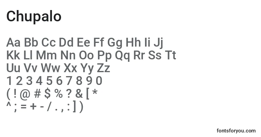 Fuente Chupalo - alfabeto, números, caracteres especiales