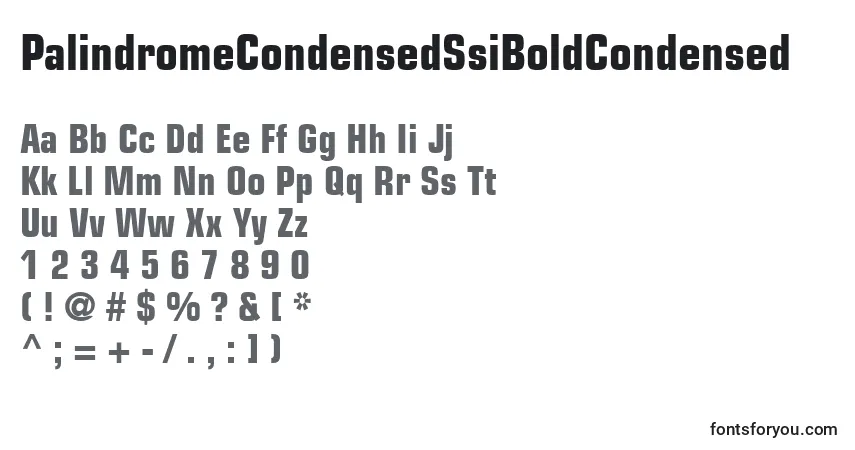 Czcionka PalindromeCondensedSsiBoldCondensed – alfabet, cyfry, specjalne znaki