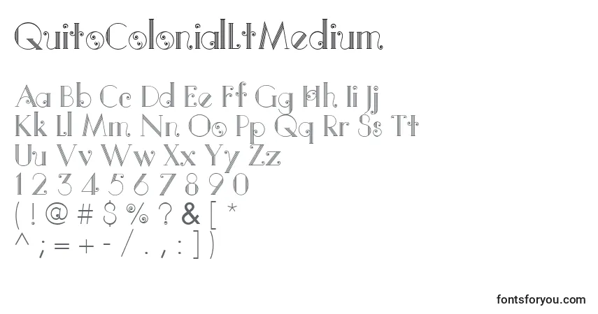 A fonte QuitoColonialLtMedium – alfabeto, números, caracteres especiais