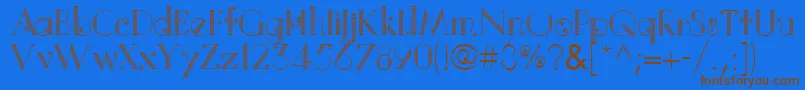 QuitoColonialLtMediumフォントについての詳細 フォントQuitoColonialLtMedium – 茶色の文字が青い背景にあります。