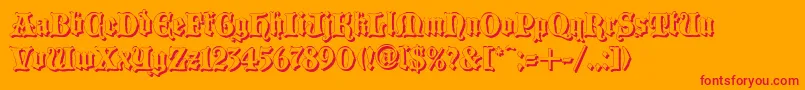 Blackwoodcastleshadow-Schriftart – Rote Schriften auf orangefarbenem Hintergrund