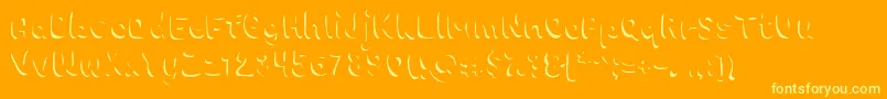 Chokoshadow-Schriftart – Gelbe Schriften auf orangefarbenem Hintergrund