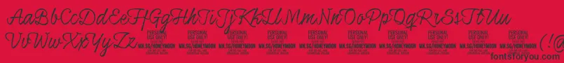 HoneymoonupPersonal Font – Black Fonts on Red Background