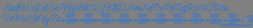 HoneymoonupPersonal-Schriftart – Blaue Schriften auf grauem Hintergrund