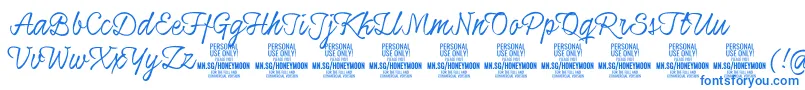 HoneymoonupPersonal Font – Blue Fonts on White Background