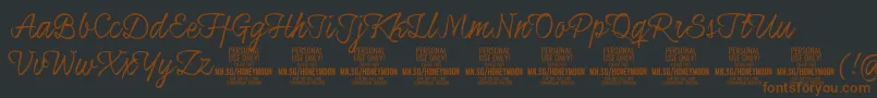 HoneymoonupPersonal Font – Brown Fonts on Black Background