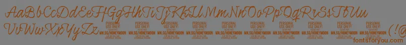 HoneymoonupPersonal Font – Brown Fonts on Gray Background