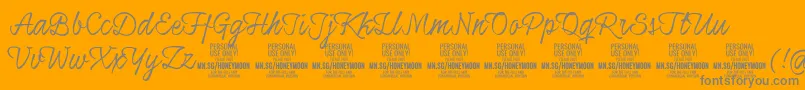 HoneymoonupPersonal Font – Gray Fonts on Orange Background