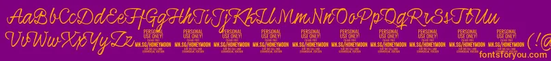 HoneymoonupPersonal Font – Orange Fonts on Purple Background