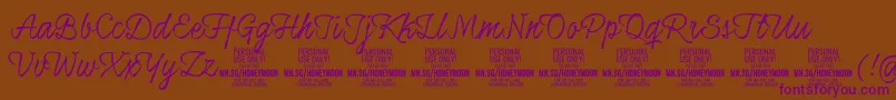 HoneymoonupPersonal Font – Purple Fonts on Brown Background