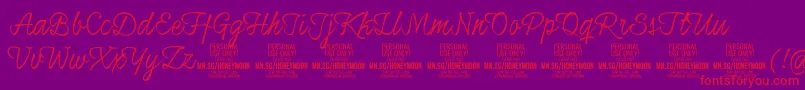 HoneymoonupPersonal Font – Red Fonts on Purple Background