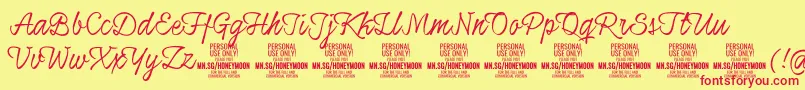 HoneymoonupPersonal Font – Red Fonts on Yellow Background