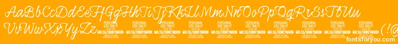 HoneymoonupPersonal-Schriftart – Weiße Schriften auf orangefarbenem Hintergrund