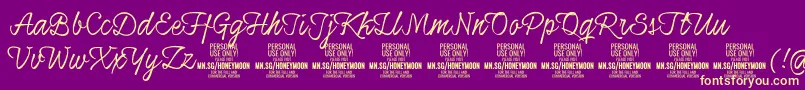 HoneymoonupPersonal Font – Yellow Fonts on Purple Background