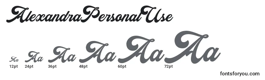 Размеры шрифта AlexandraPersonalUse