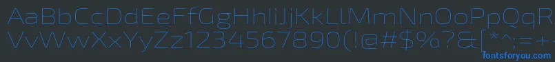 フォントExo2Thinexpanded – 黒い背景に青い文字