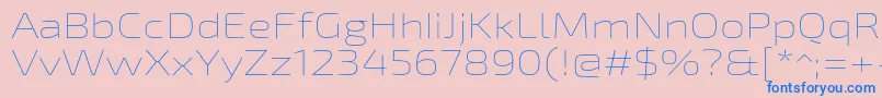 Fonte Exo2Thinexpanded – fontes azuis em um fundo rosa