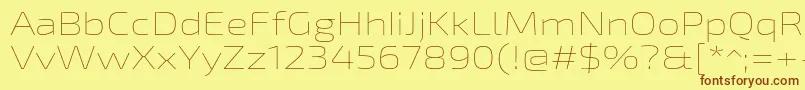 Exo2Thinexpanded-fontti – ruskeat fontit keltaisella taustalla
