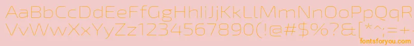 フォントExo2Thinexpanded – オレンジの文字がピンクの背景にあります。