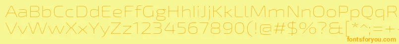 フォントExo2Thinexpanded – オレンジの文字が黄色の背景にあります。