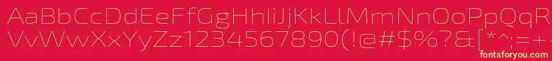フォントExo2Thinexpanded – 黄色の文字、赤い背景